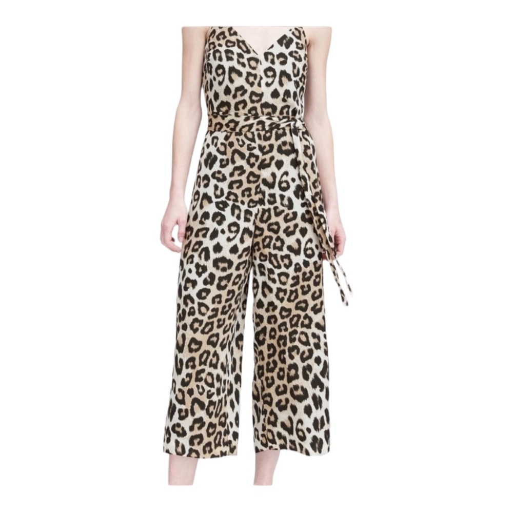 Banana‎ Republic leopard Black romper jumpsuit wide leg size 4 womens be…